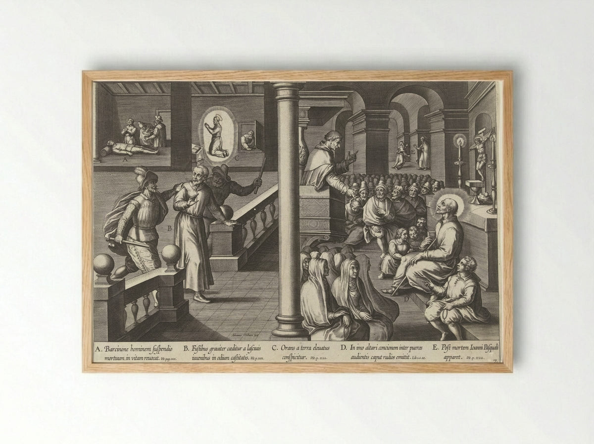 Ignatius in Barcelona - Theodoor Galle - Framed Print Wood