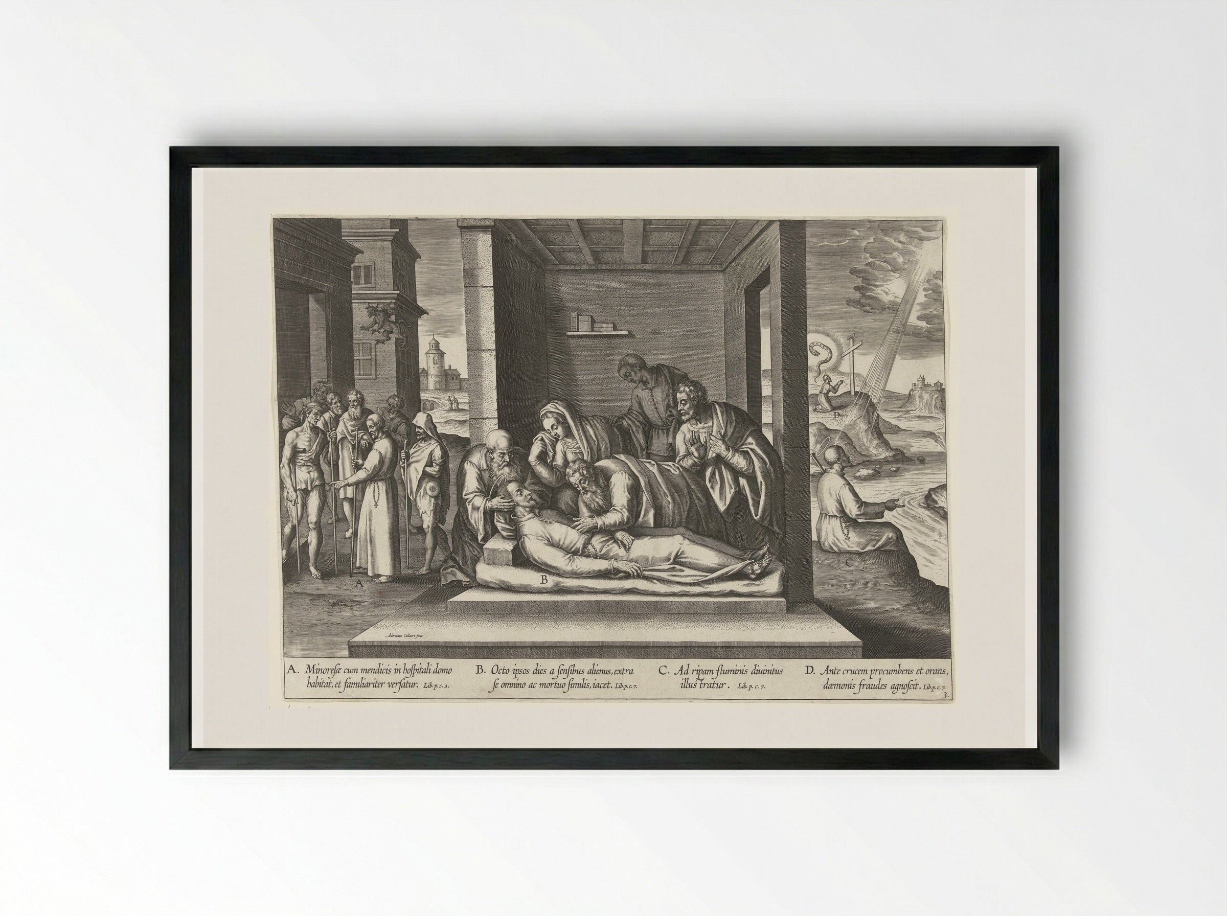 Ignatius in Manresa - Theodoor Galle - Framed Print Black