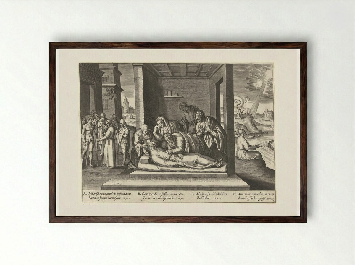 Ignatius in Manresa - Theodoor Galle - Framed Print Dark Wood