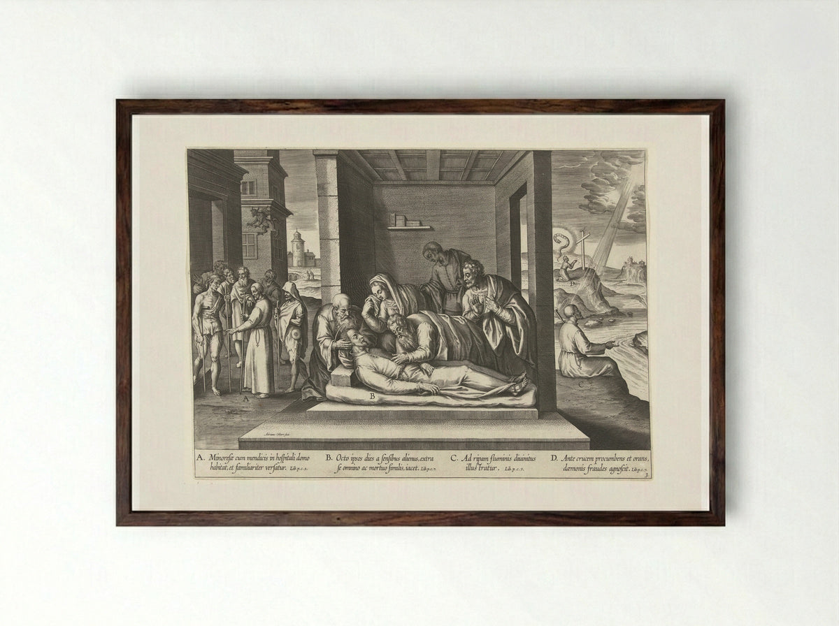 Ignatius in Manresa - Theodoor Galle - Framed Print Dark Wood