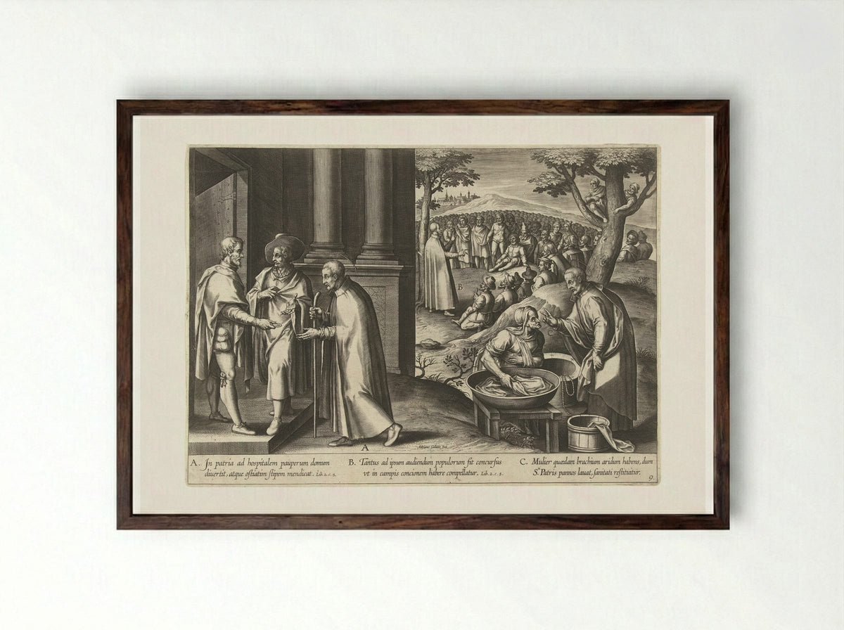 Ignatius in Spanje - Theodoor Galle - Framed Print Dark Wood