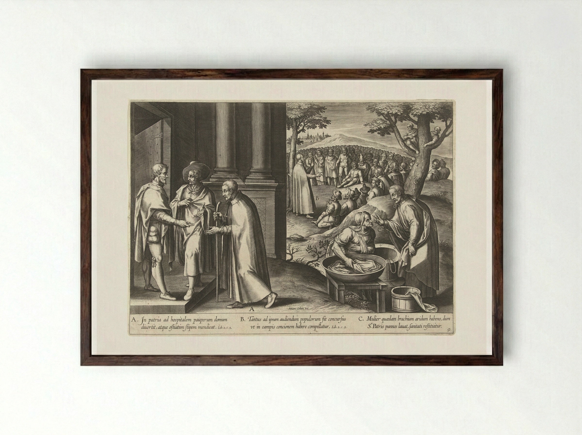Ignatius in Spanje - Theodoor Galle - Framed Print Dark Wood