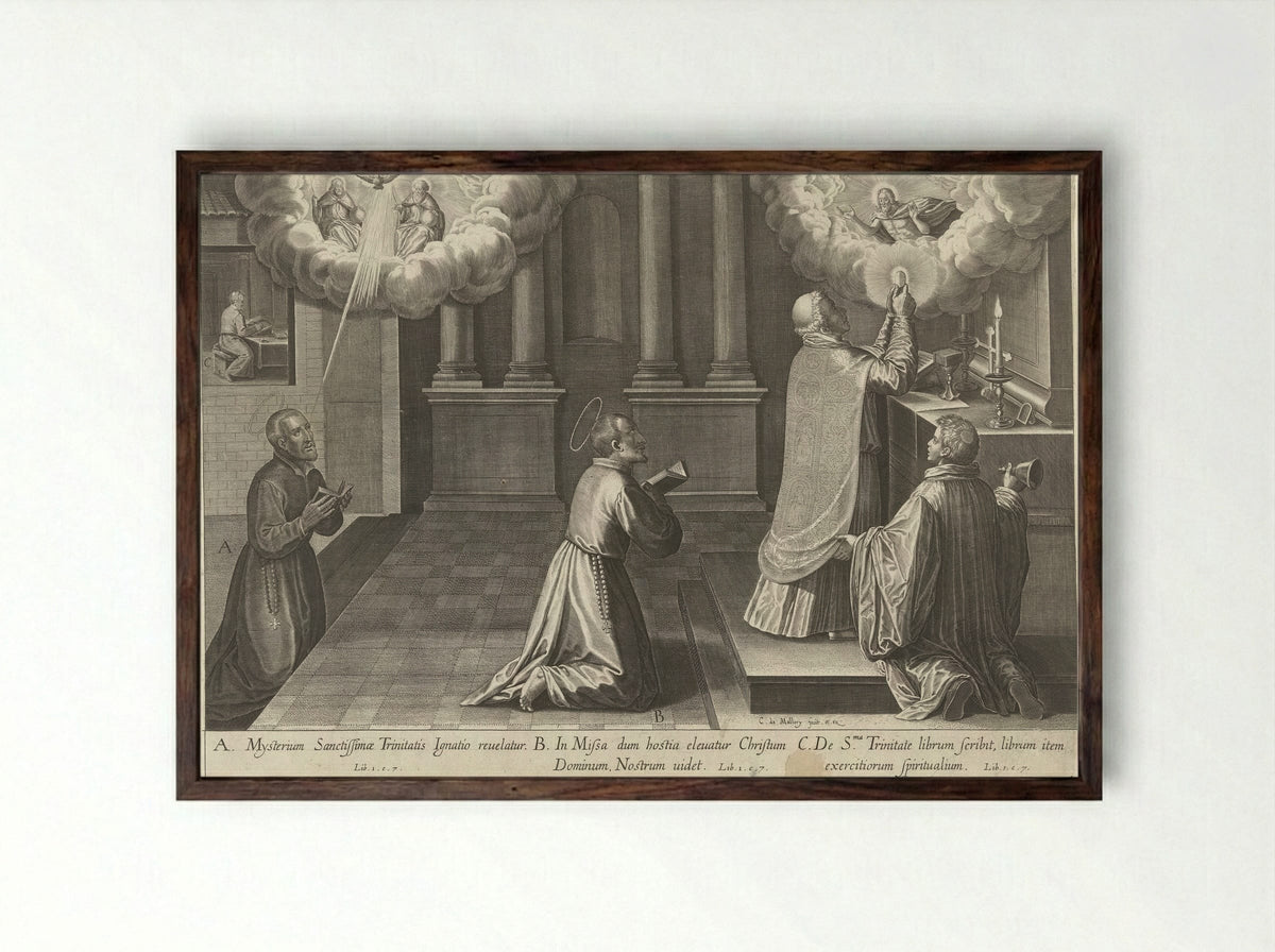 Ignatius krijgt visioenen - Theodoor Galle - Framed Print Dark Wood