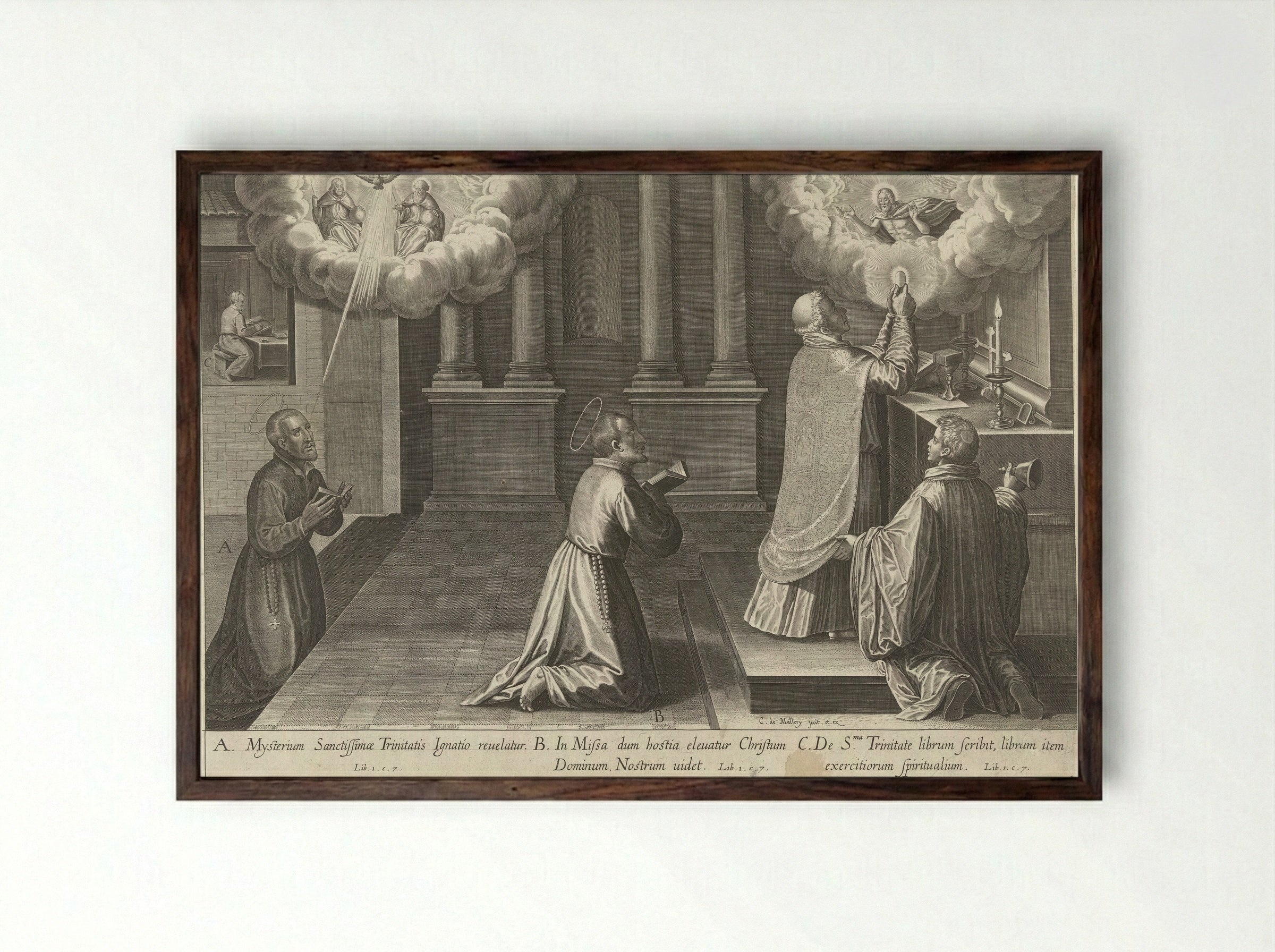 Ignatius krijgt visioenen - Theodoor Galle - Framed Print Dark Wood