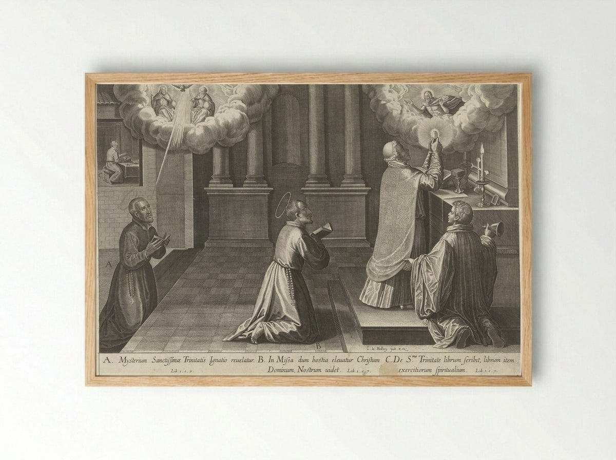 Ignatius krijgt visioenen - Theodoor Galle - Framed Print Wood