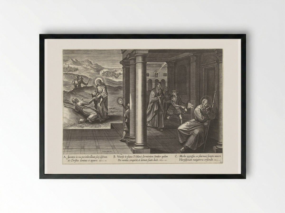Ignatius on the Way to Venice - Theodoor Galle - Framed Print Black