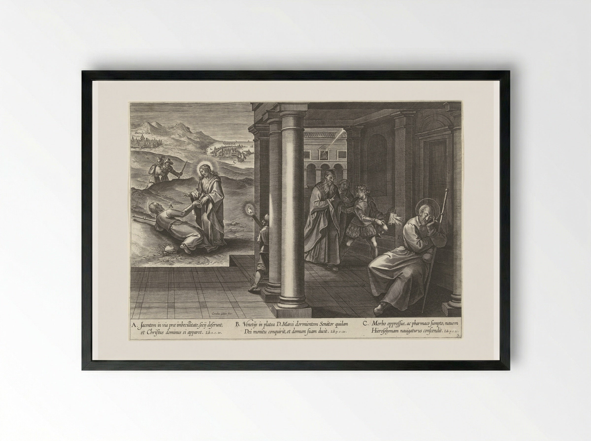 Ignatius on the Way to Venice - Theodoor Galle - Framed Print Black