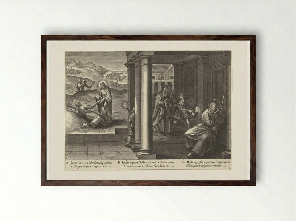 Ignatius on the Way to Venice - Theodoor Galle - Framed Print Dark Wood