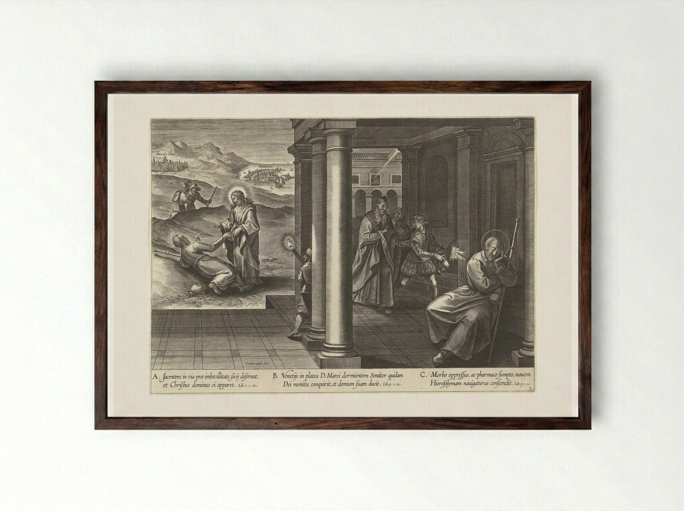 Ignatius on the Way to Venice - Theodoor Galle - Framed Print Dark Wood