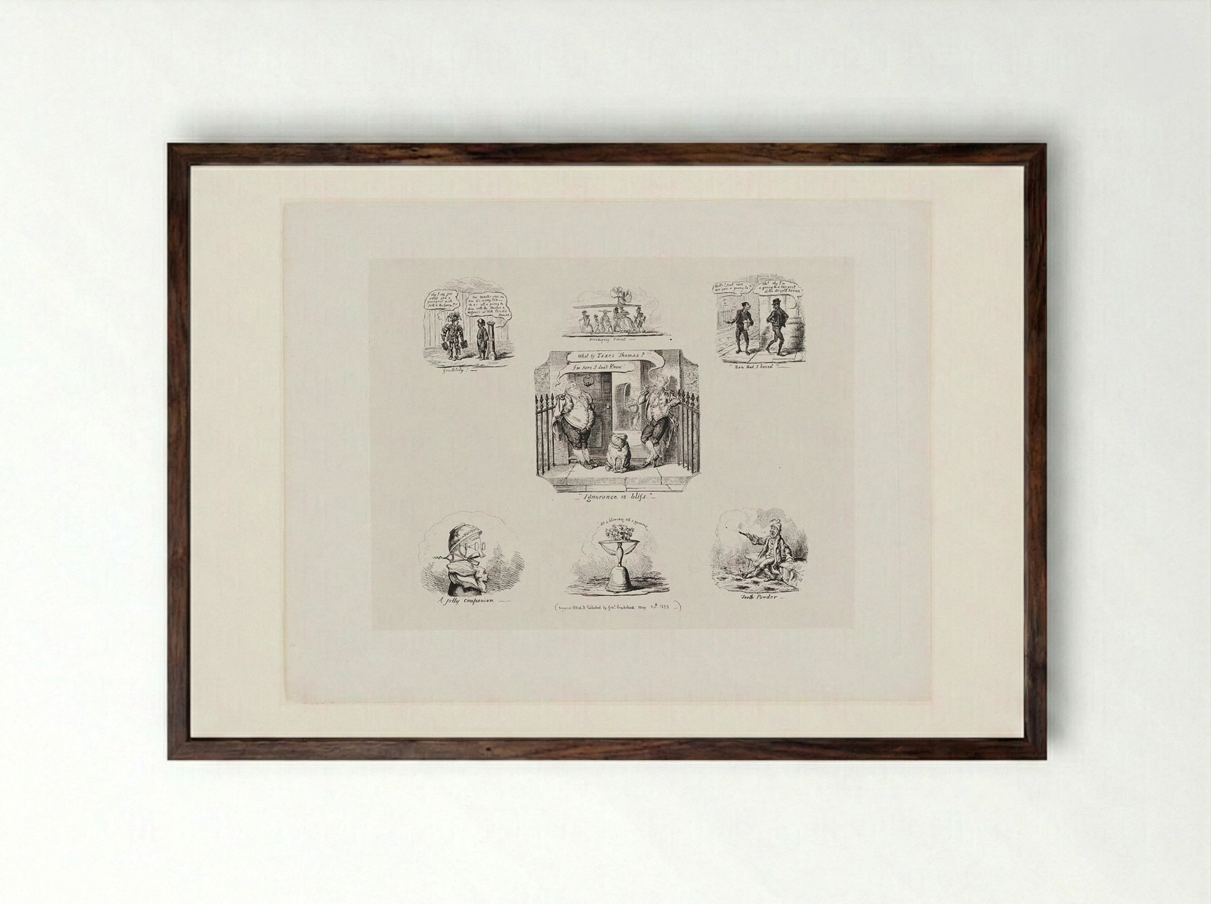 Ignorance is Bliss - George Cruikshank - Framed Print Dark Wood