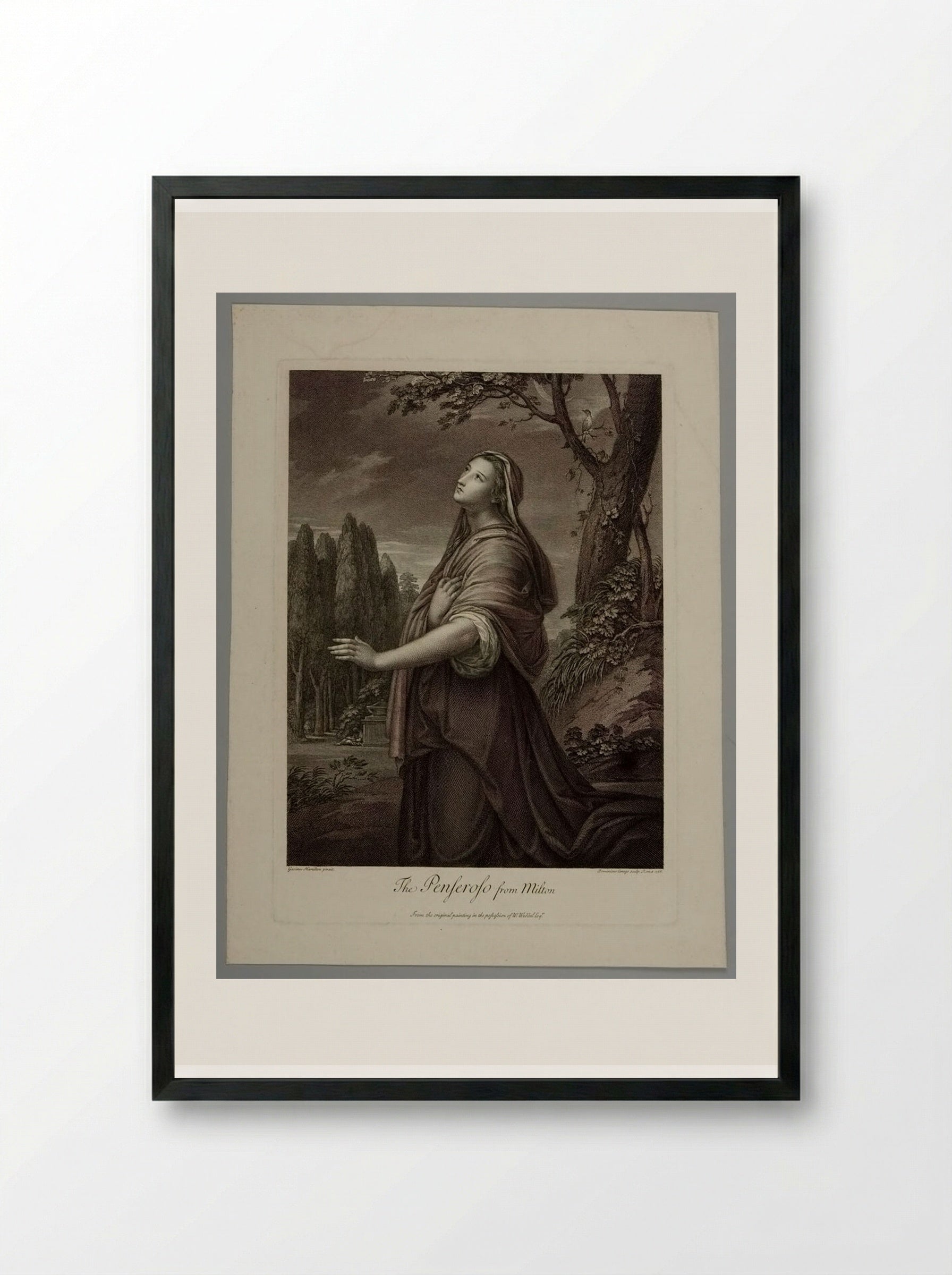 Il Penseroso from Milton - Domenico Cunego - Framed Print Black