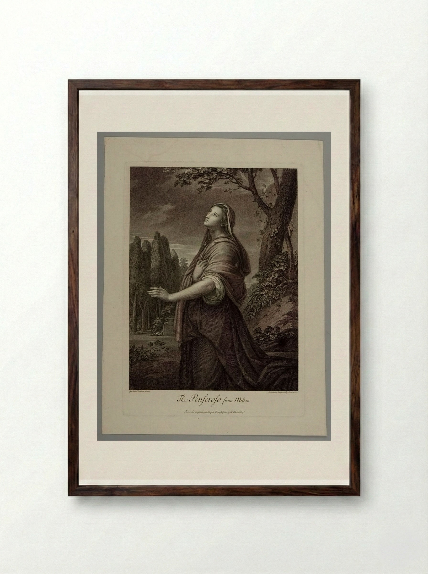 Il Penseroso from Milton - Domenico Cunego - Framed Print Dark Wood