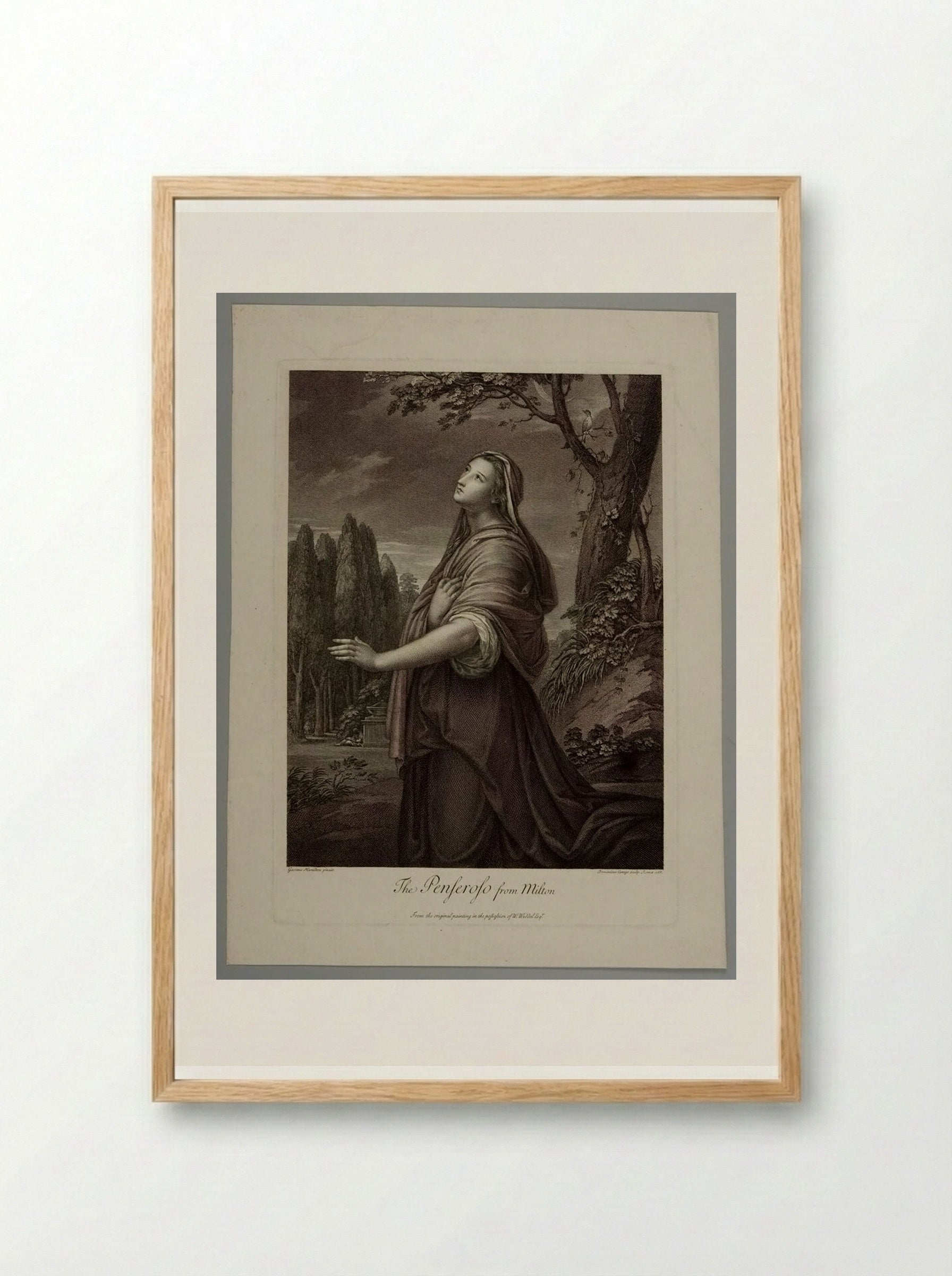 Il Penseroso from Milton - Domenico Cunego - Framed Print Wood