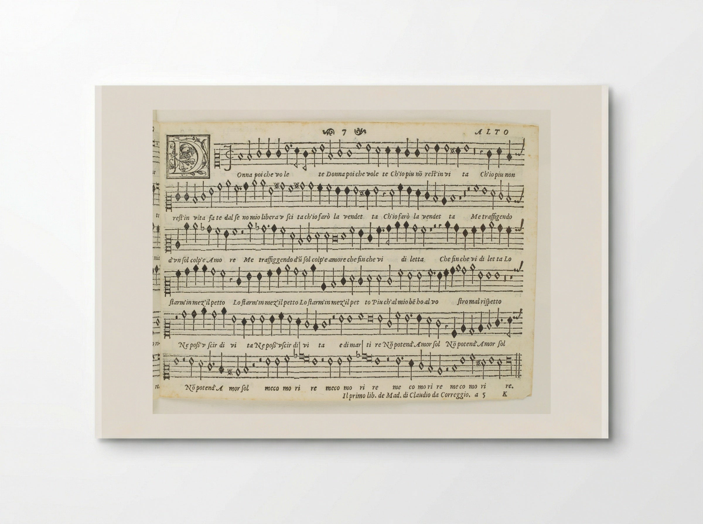 Il primo libro de madrigali a cinque voci - Claudio da Correggio - Poster