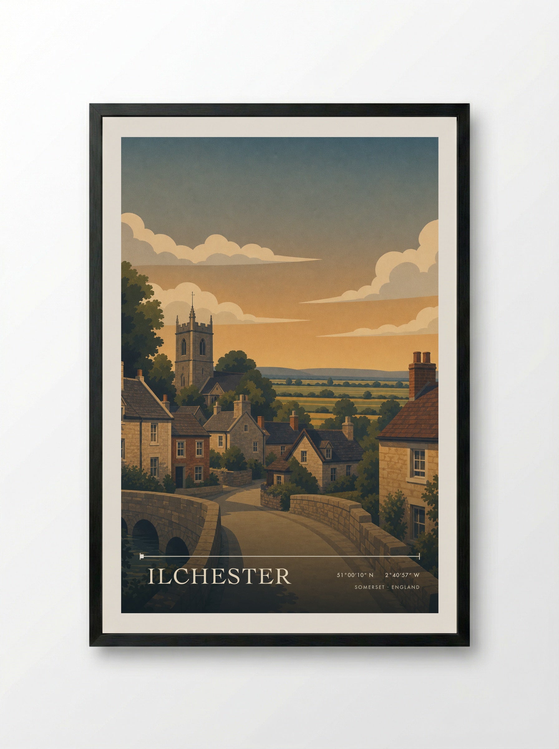 Ilchester Somerset England Travel Poster - Framed Print Black