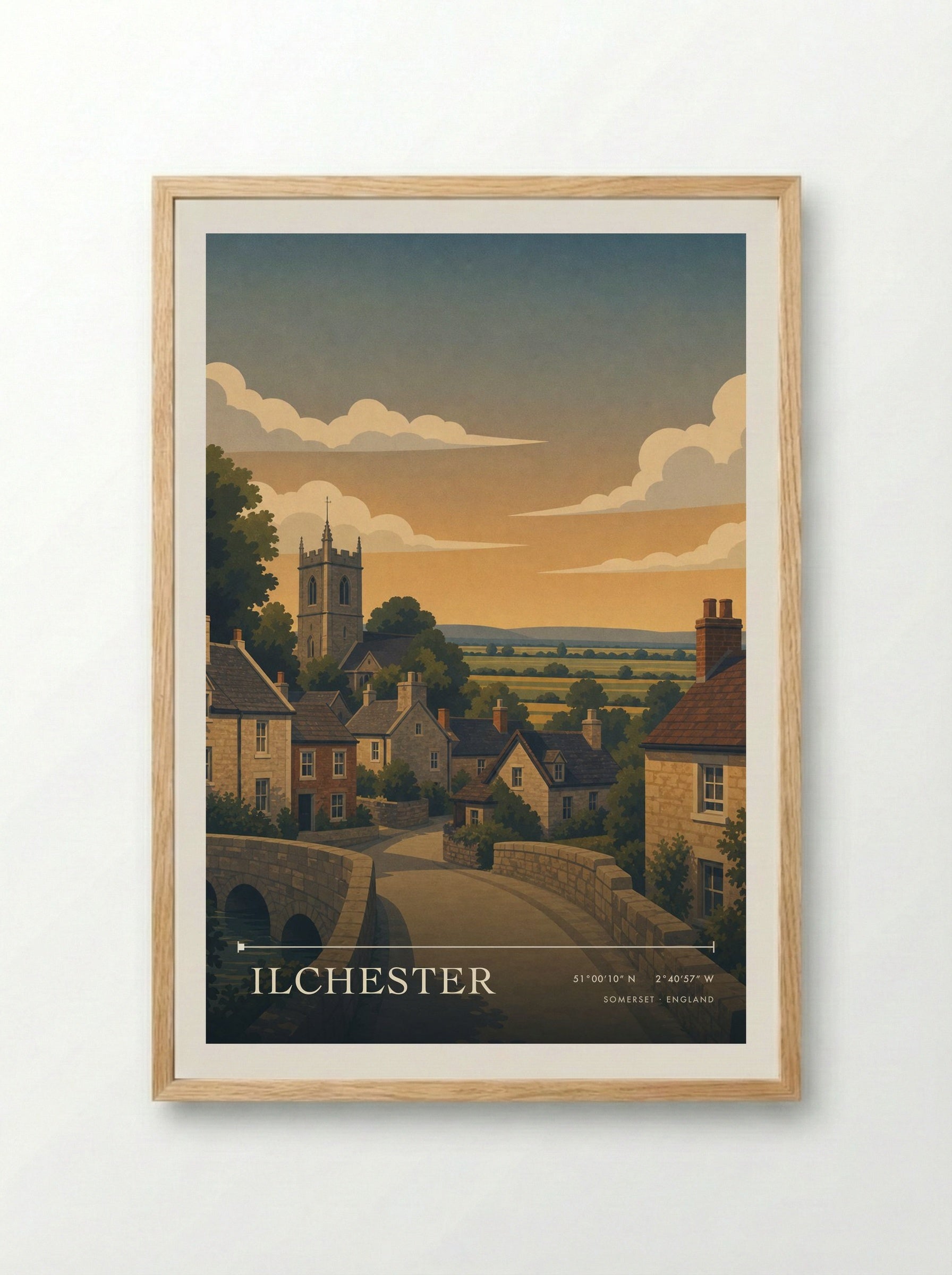 Ilchester Somerset England Travel Poster - Framed Print Wood