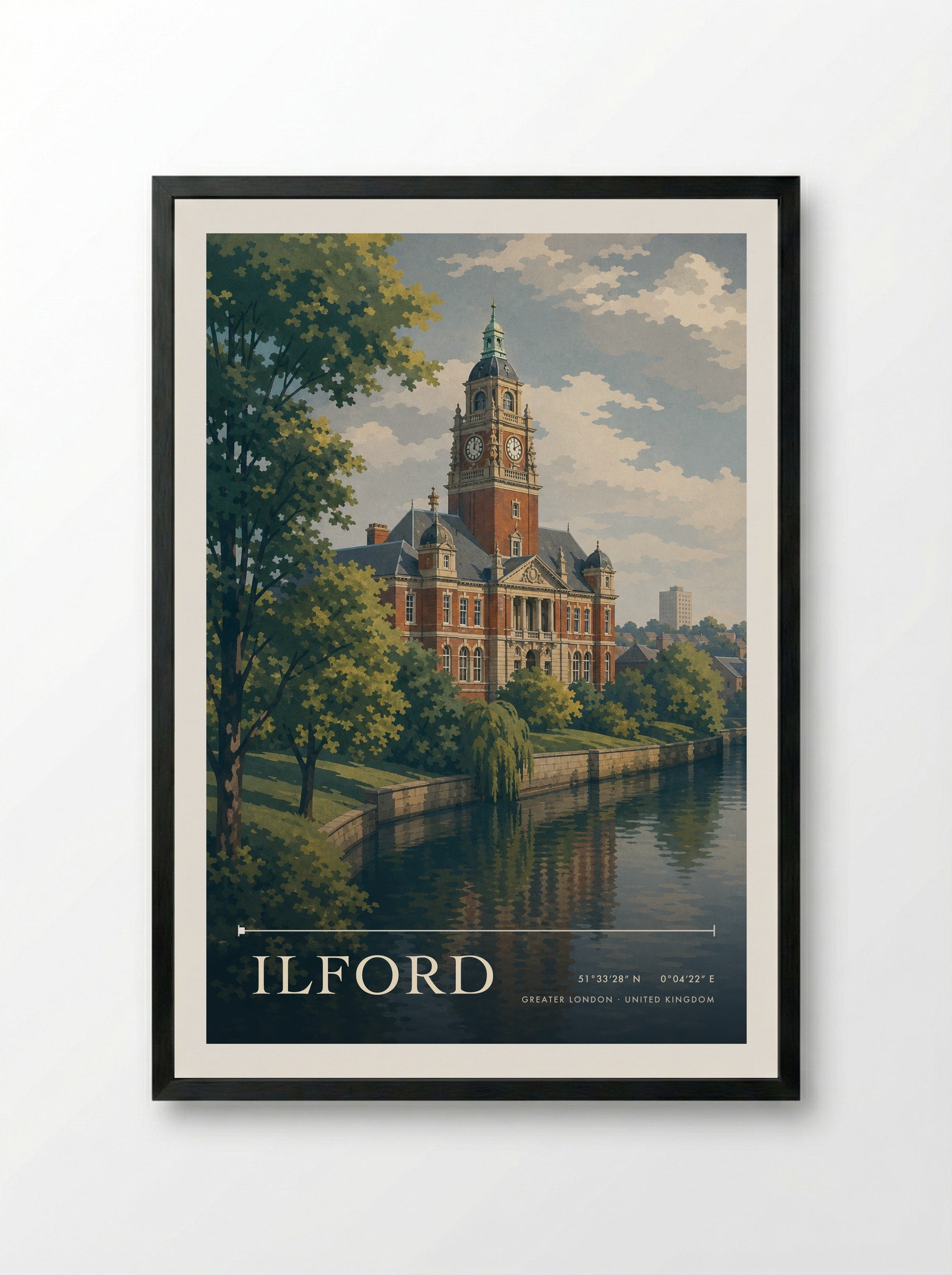 Ilford Greater London United Kingdom Travel Poster - Framed Print Black