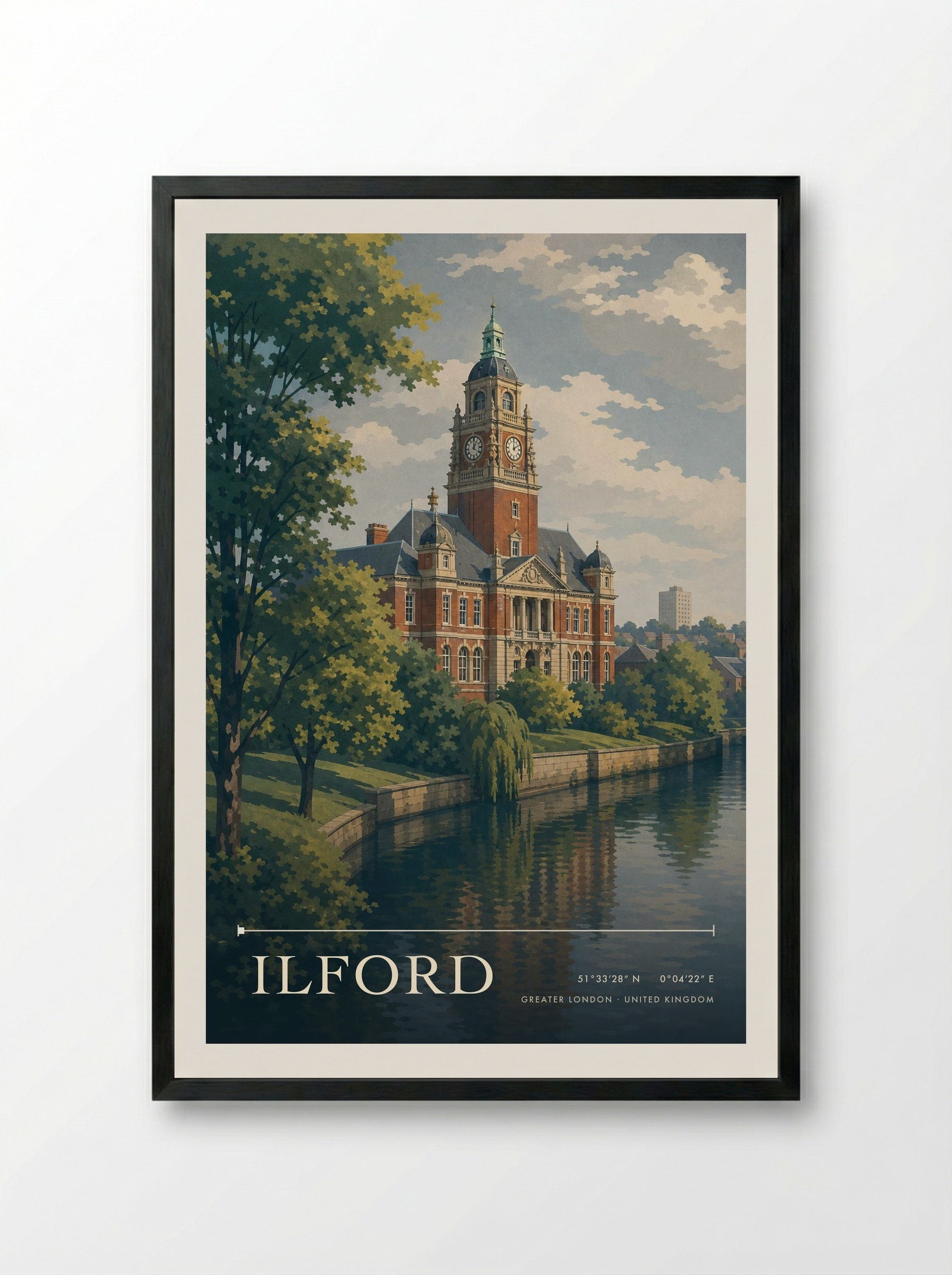 Ilford Greater London United Kingdom Travel Poster - Framed Print Black
