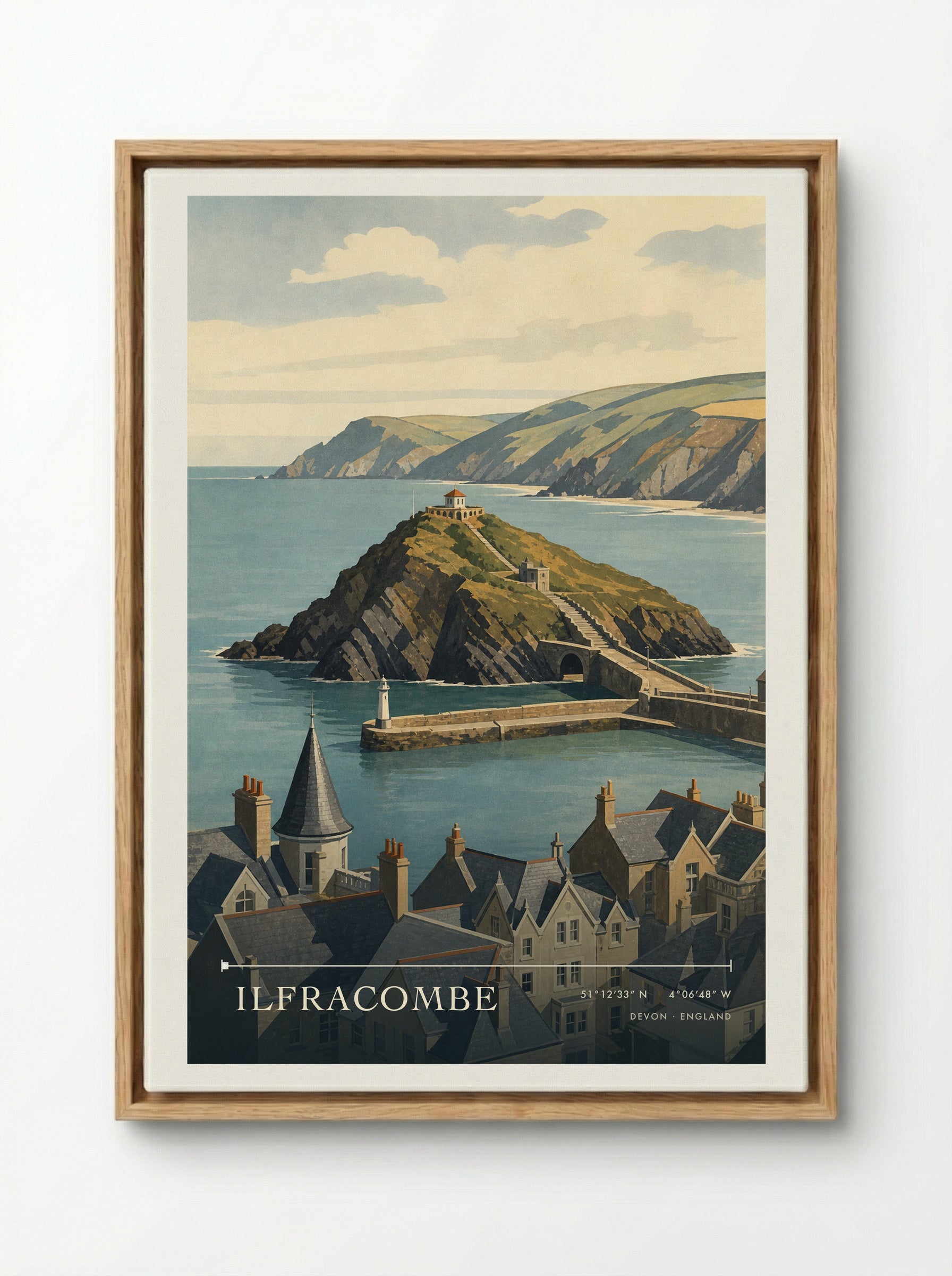 Ilfracombe Devon England Travel Poster - Framed Canvas Wood