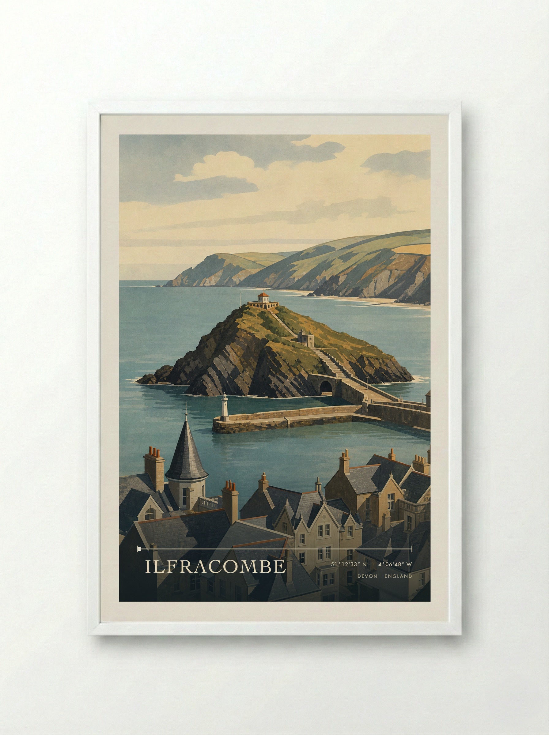 Ilfracombe Devon England Travel Poster - Framed Print White