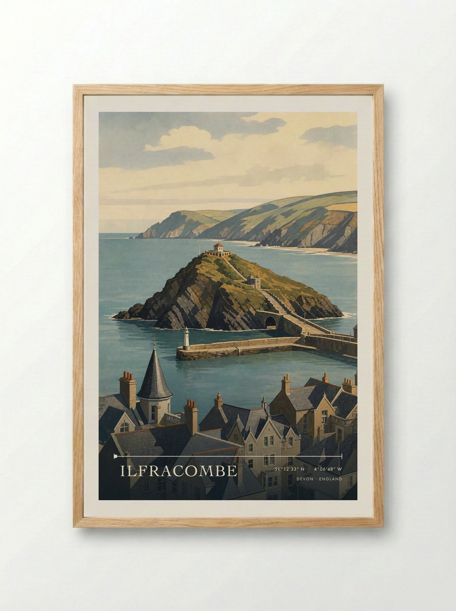 Ilfracombe Devon England Travel Poster - Framed Print Wood