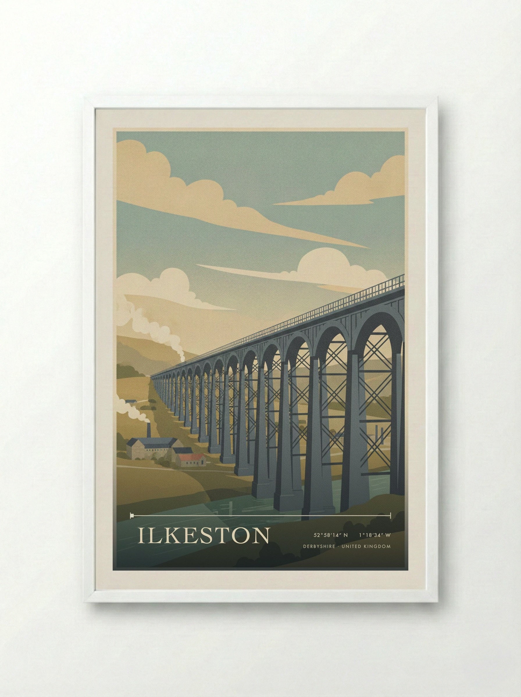 Ilkeston Derbyshire United Kingdom Travel Poster - Framed Print White