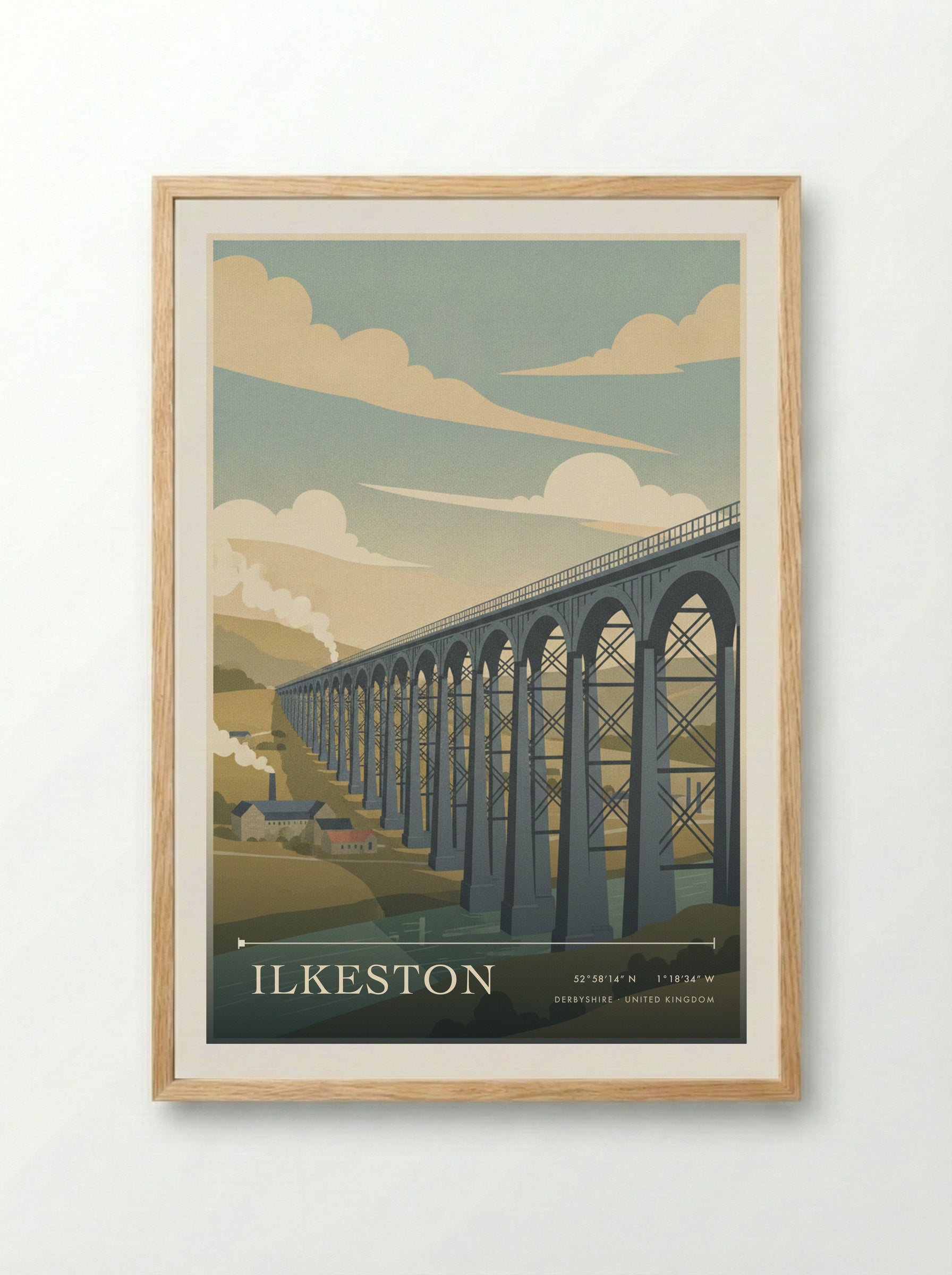 Ilkeston Derbyshire United Kingdom Travel Poster - Framed Print Wood