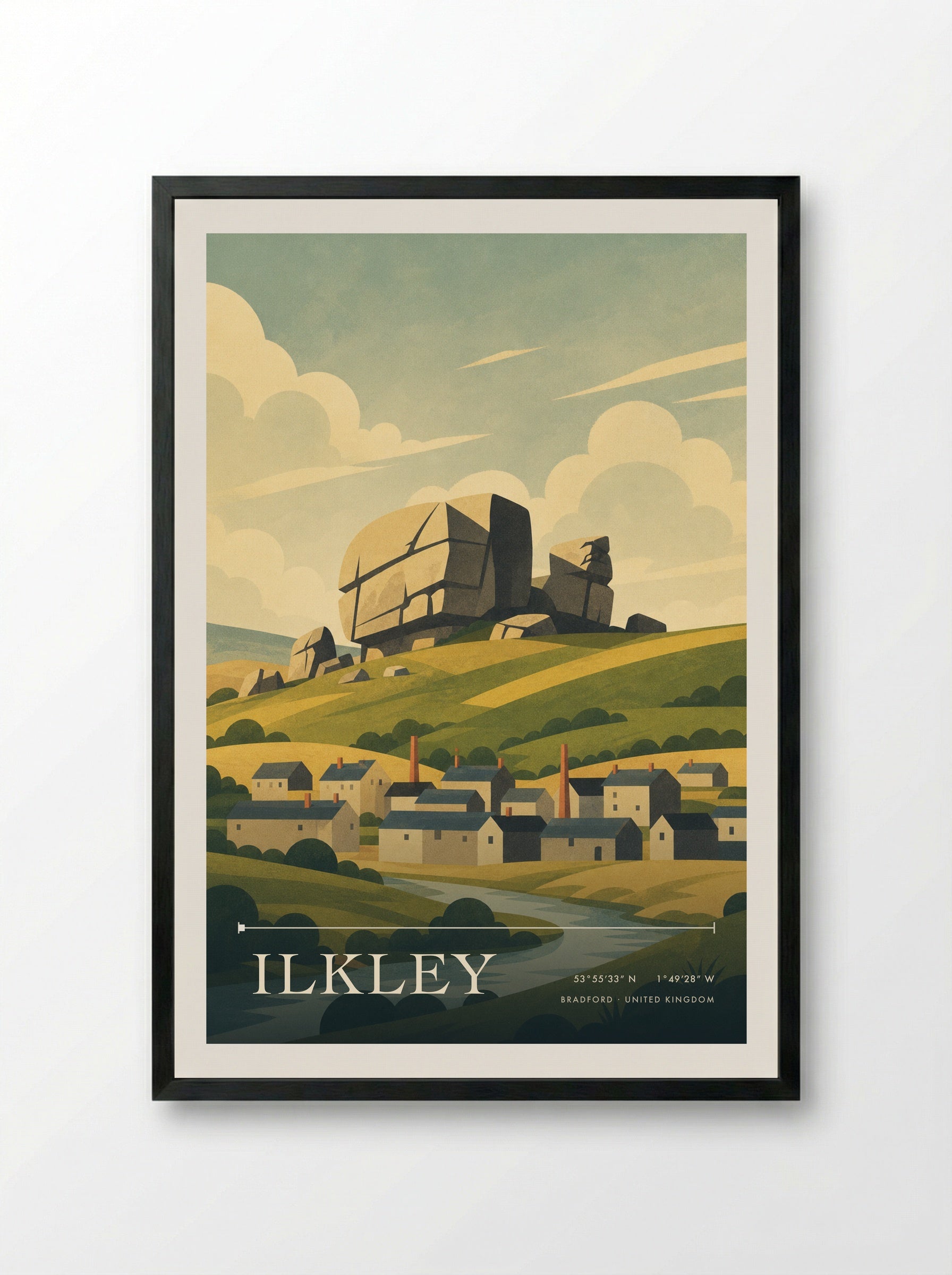 Ilkley Bradford United Kingdom Travel Poster - Framed Print Black
