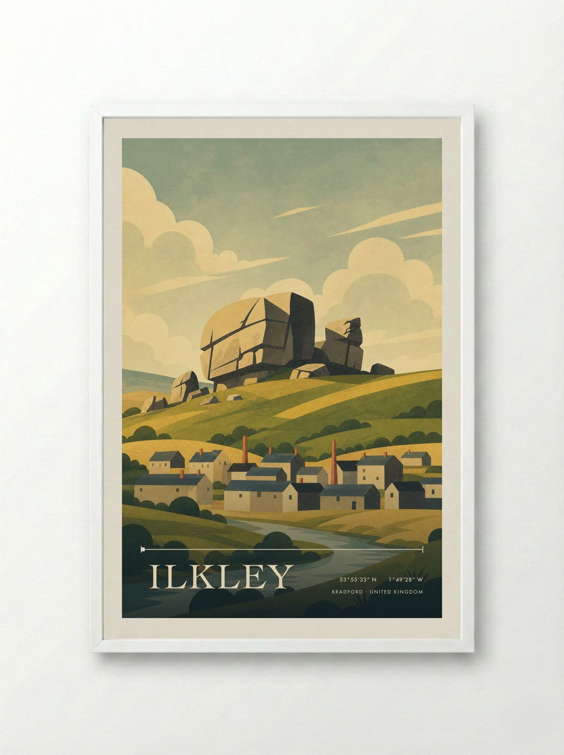 Ilkley Bradford United Kingdom Travel Poster - Framed Print White