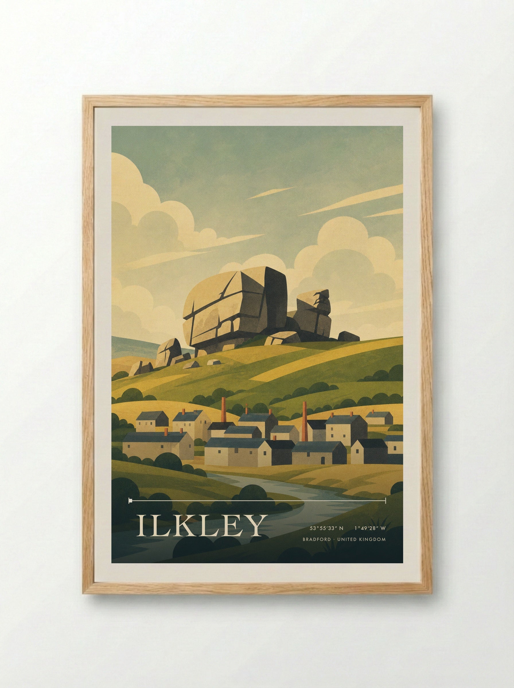 Ilkley Bradford United Kingdom Travel Poster - Framed Print Wood