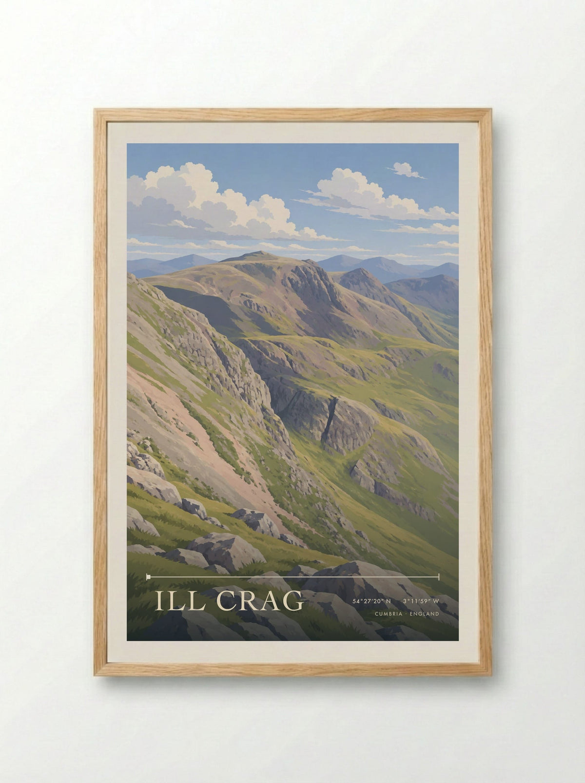 Ill Crag, Cumbria | Travel Poster - Framed Print Wood