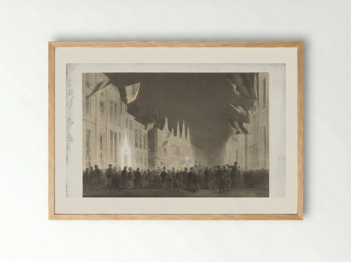 Illuminatie in de Breestraat - Jacobus Hazenberg - Framed Print Wood