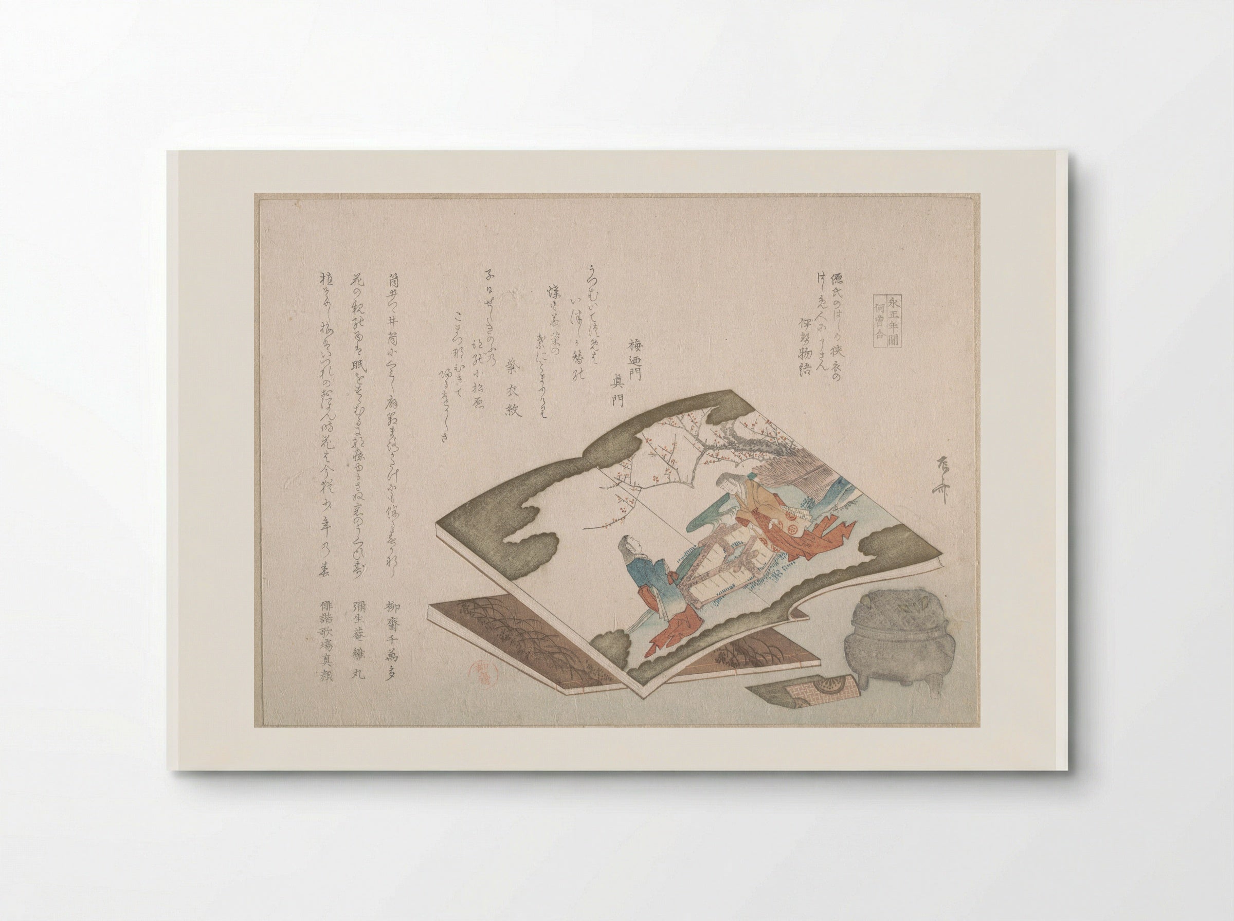 Illustrated Books and an Incense Burner - Ryūryūkyo Shinsai - Poster