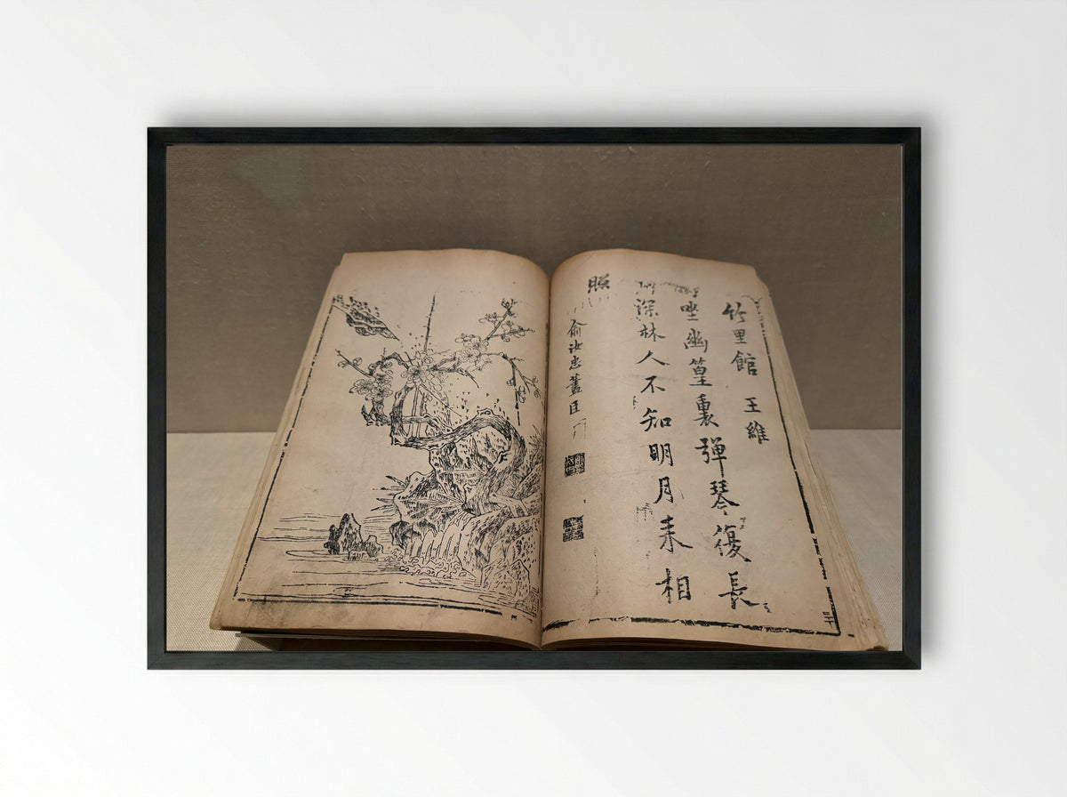 Illustrated Six-Character Poems of the Tang Dynasty - Cai Chonghuan - Framed Print Black