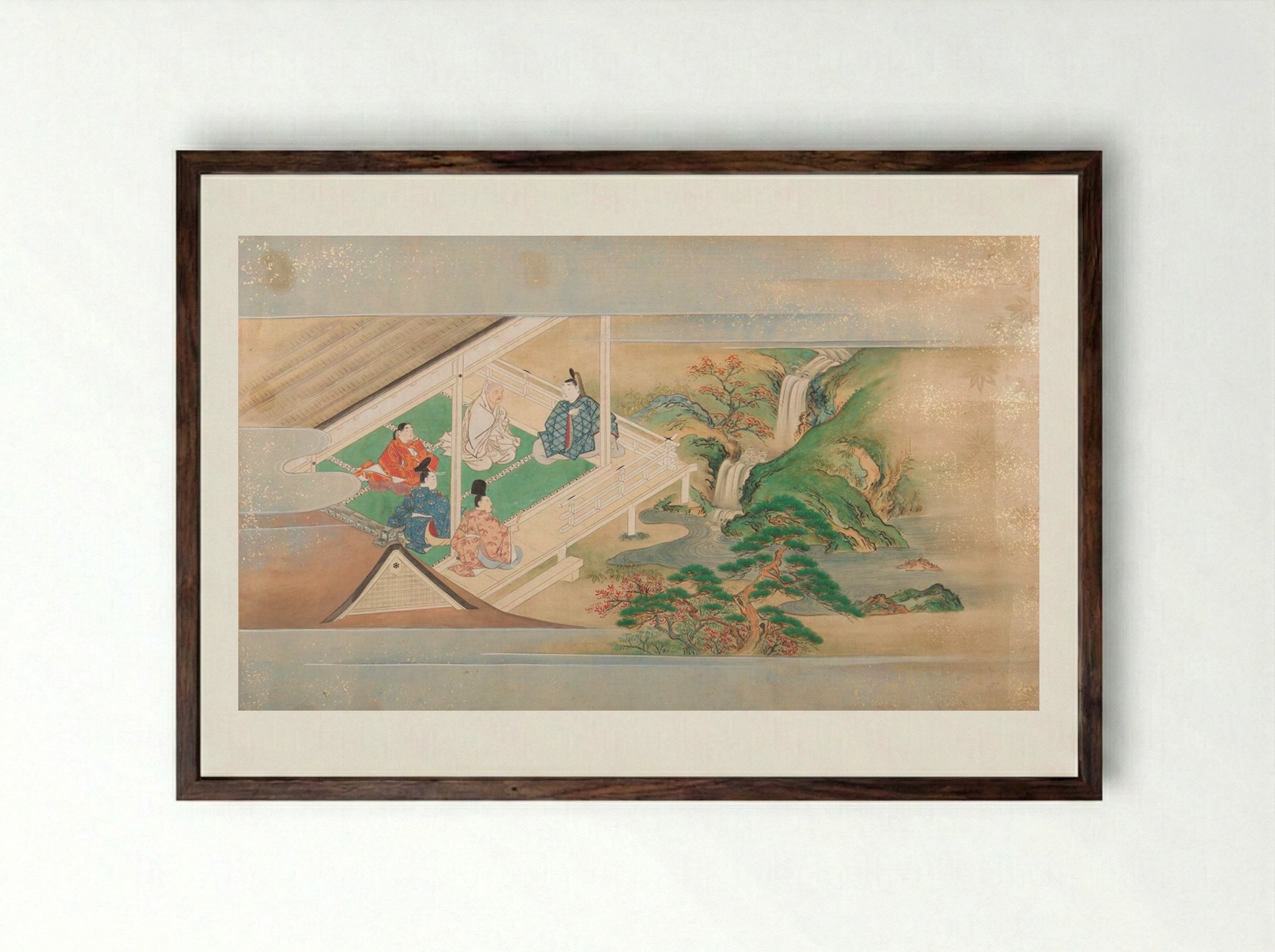 Illustrated Tales of Ise - Karasumaru Mitsuhiro - Framed Print Dark Wood