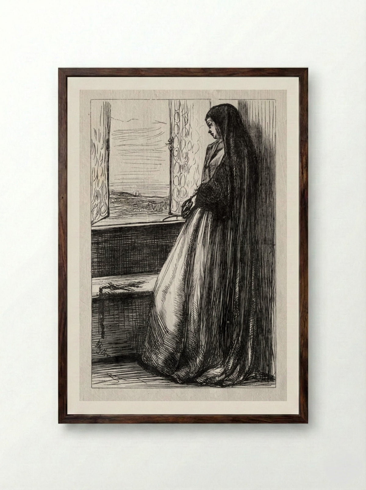 Illustration for Count Bruckhardt in Once a Week - James McNeill Whistler - Framed Print Dark Wood