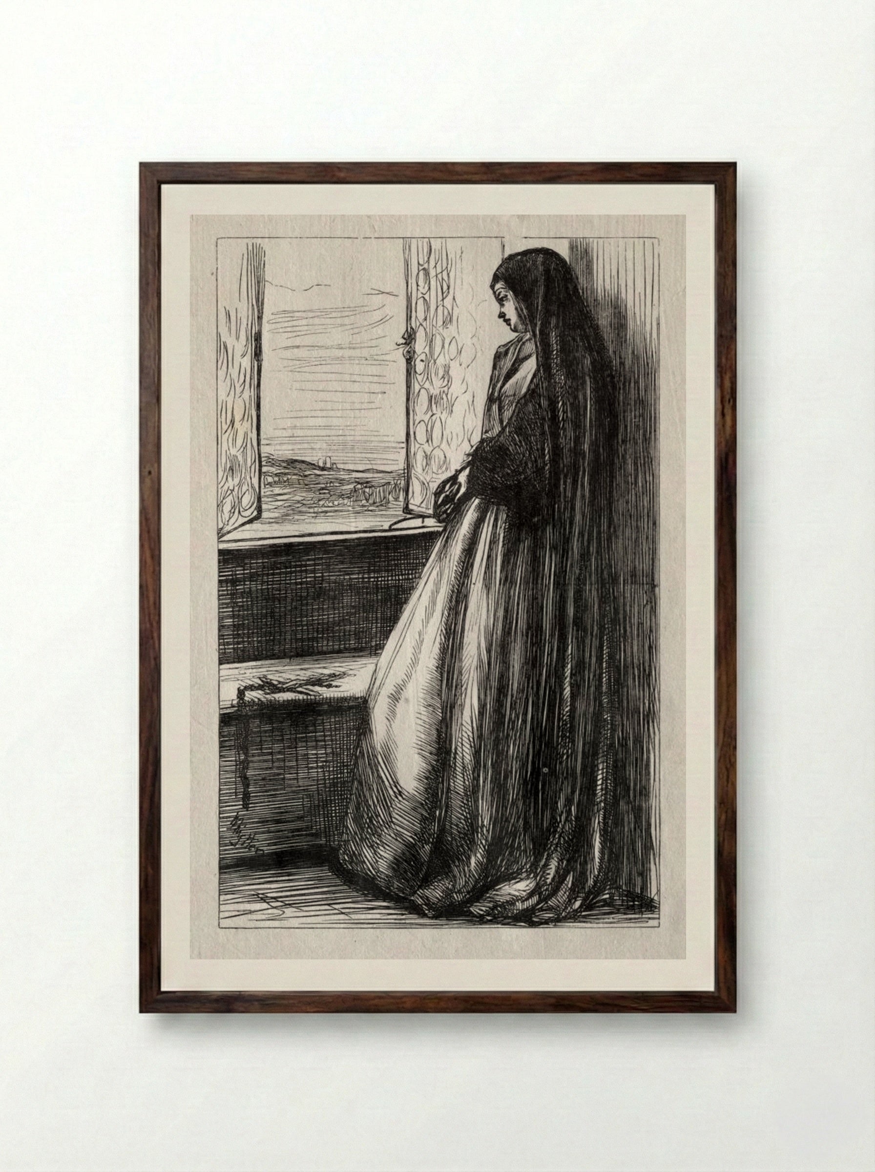 Illustration for Count Bruckhardt in Once a Week - James McNeill Whistler - Framed Print Dark Wood