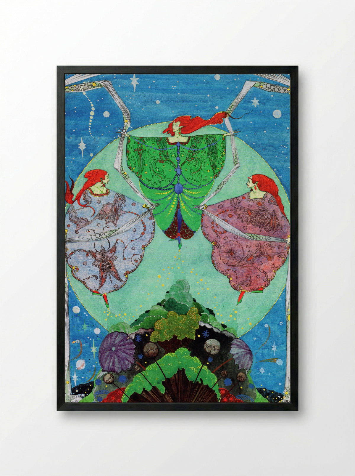 Illustration for Fairy Tales by Hans Christian Andersen - Harry Clarke - Framed Print Black