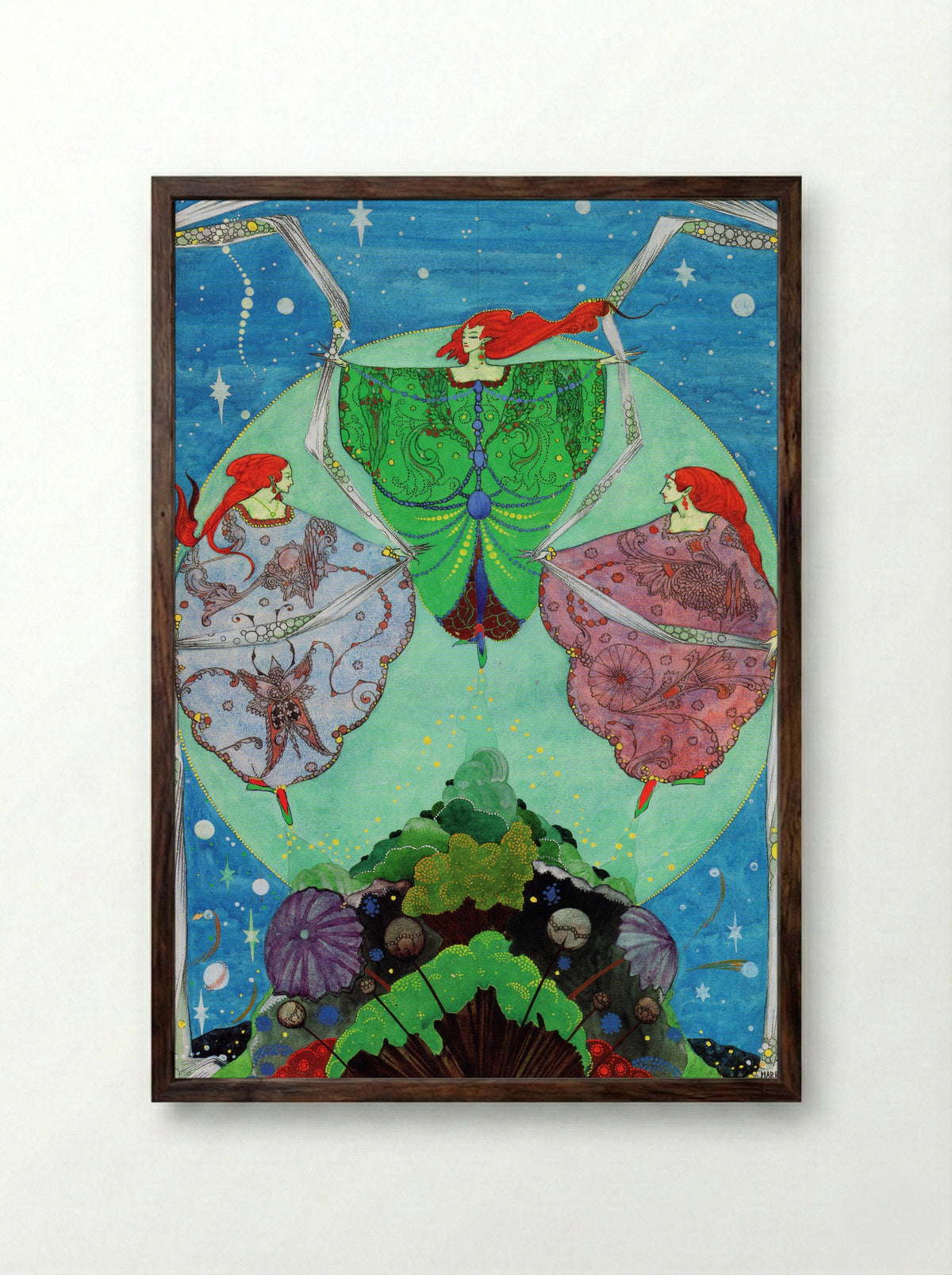Illustration for Fairy Tales by Hans Christian Andersen - Harry Clarke - Framed Print Dark Wood