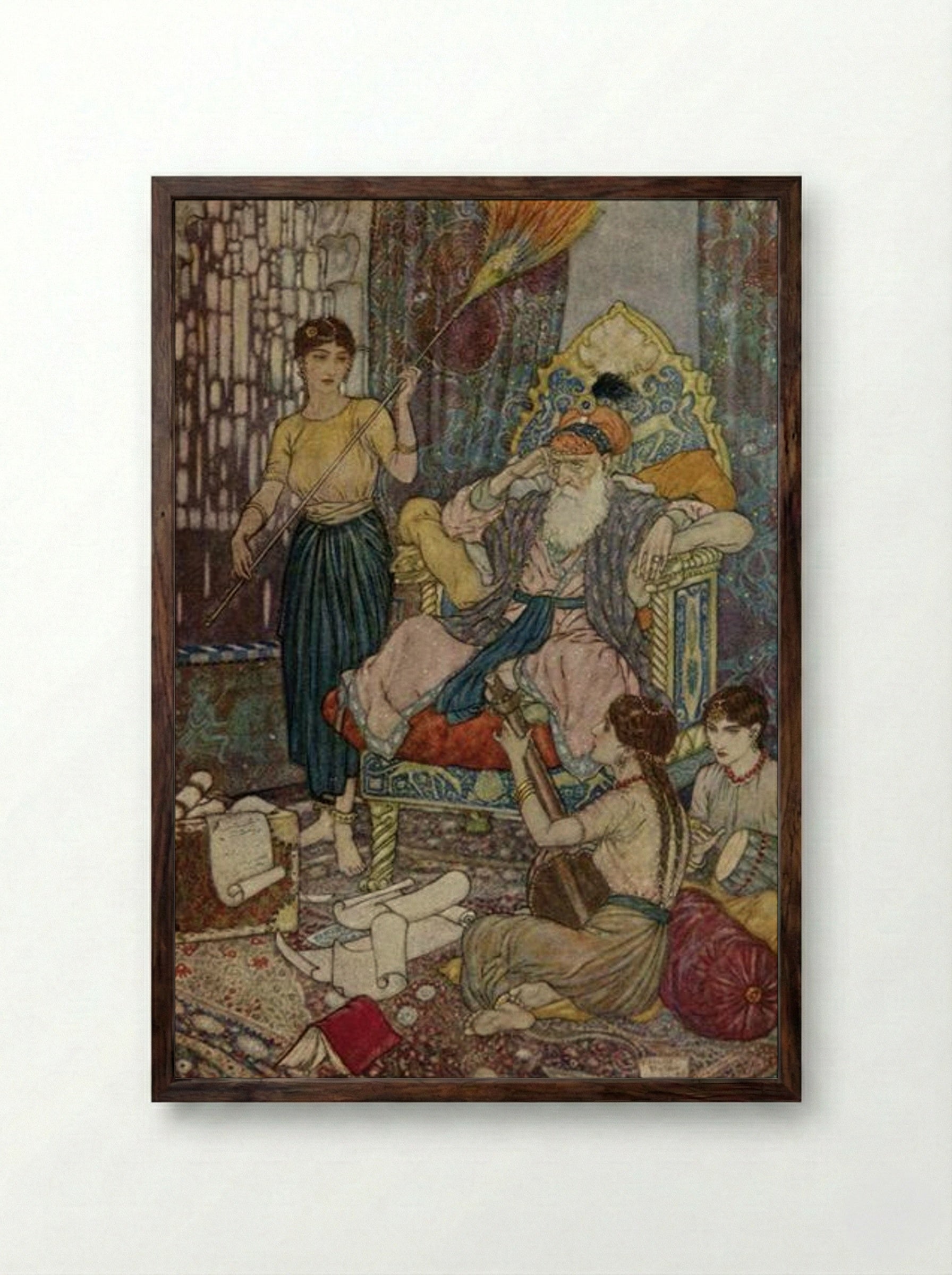 Illustration for The Rubaiyat of Omar Khayyam - Edmund Dulac - Framed Print Dark Wood