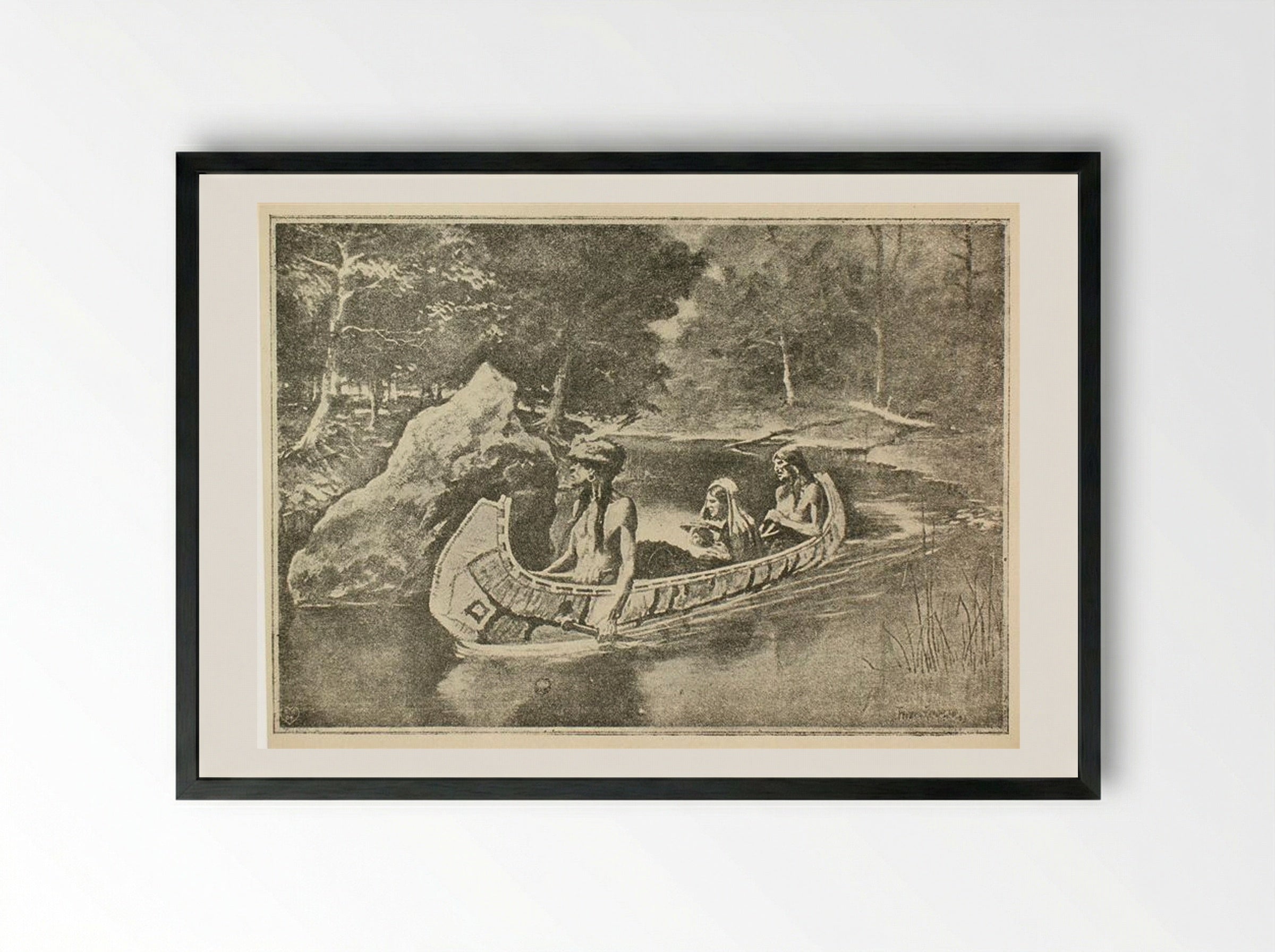 Illustration for The Song of Hiawatha - Frederic Remington - Framed Print Black