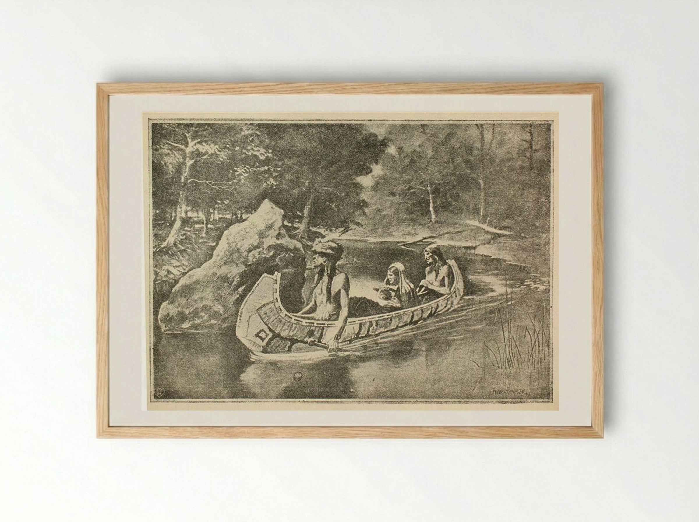 Illustration for The Song of Hiawatha - Frederic Remington - Framed Print Wood