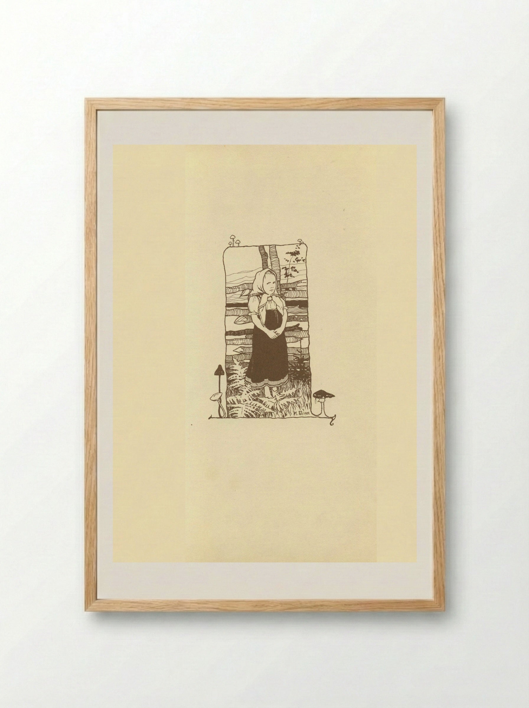 Illustration for the Russian Fairy Story The Frog Princess - Ivan Bilibin - Framed Print Wood