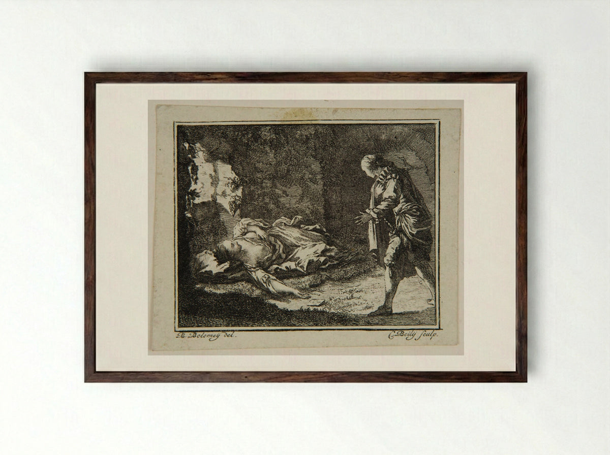 Illustration from Bibliothèque de campagne - Benjamin Samuel Bolomey - Framed Print Dark Wood
