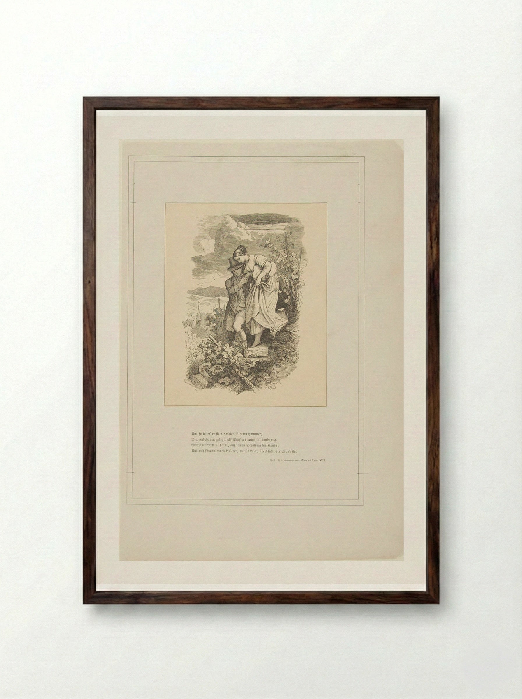 Illustration from Hermann und Dorothea - Adrian Ludwig Richter - Framed Print Dark Wood