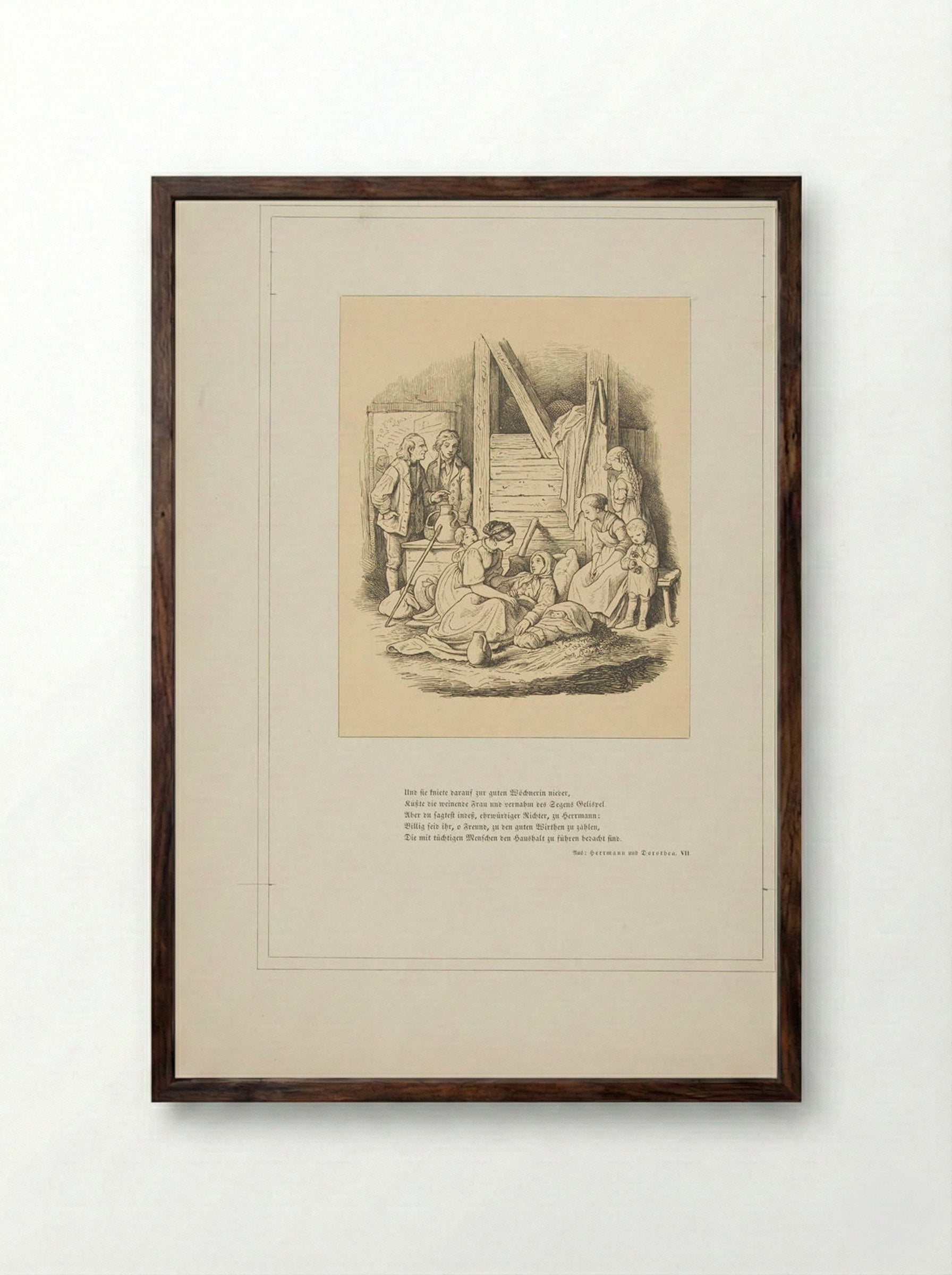 Illustration from Hermann und Dorothea - Adrian Ludwig Richter - Framed Print Dark Wood