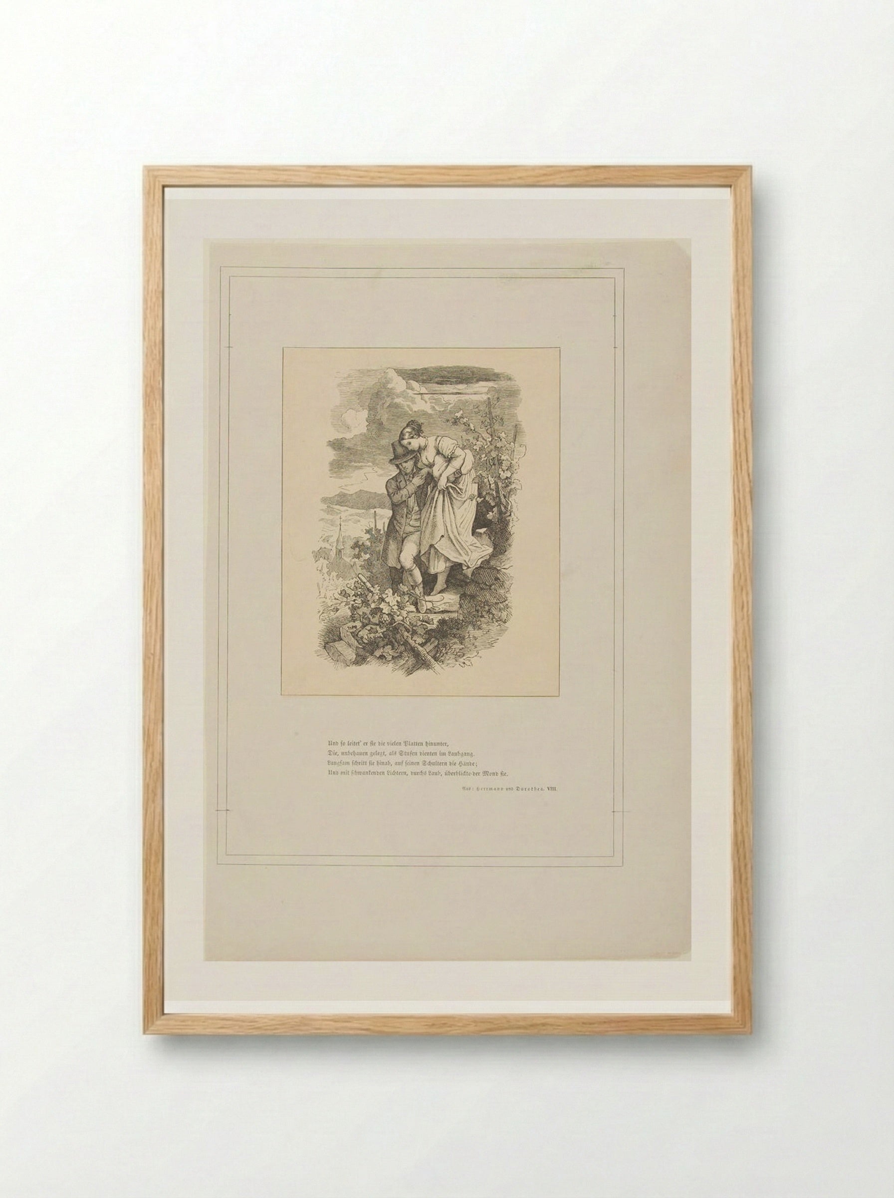 Illustration from Hermann und Dorothea - Adrian Ludwig Richter - Framed Print Wood