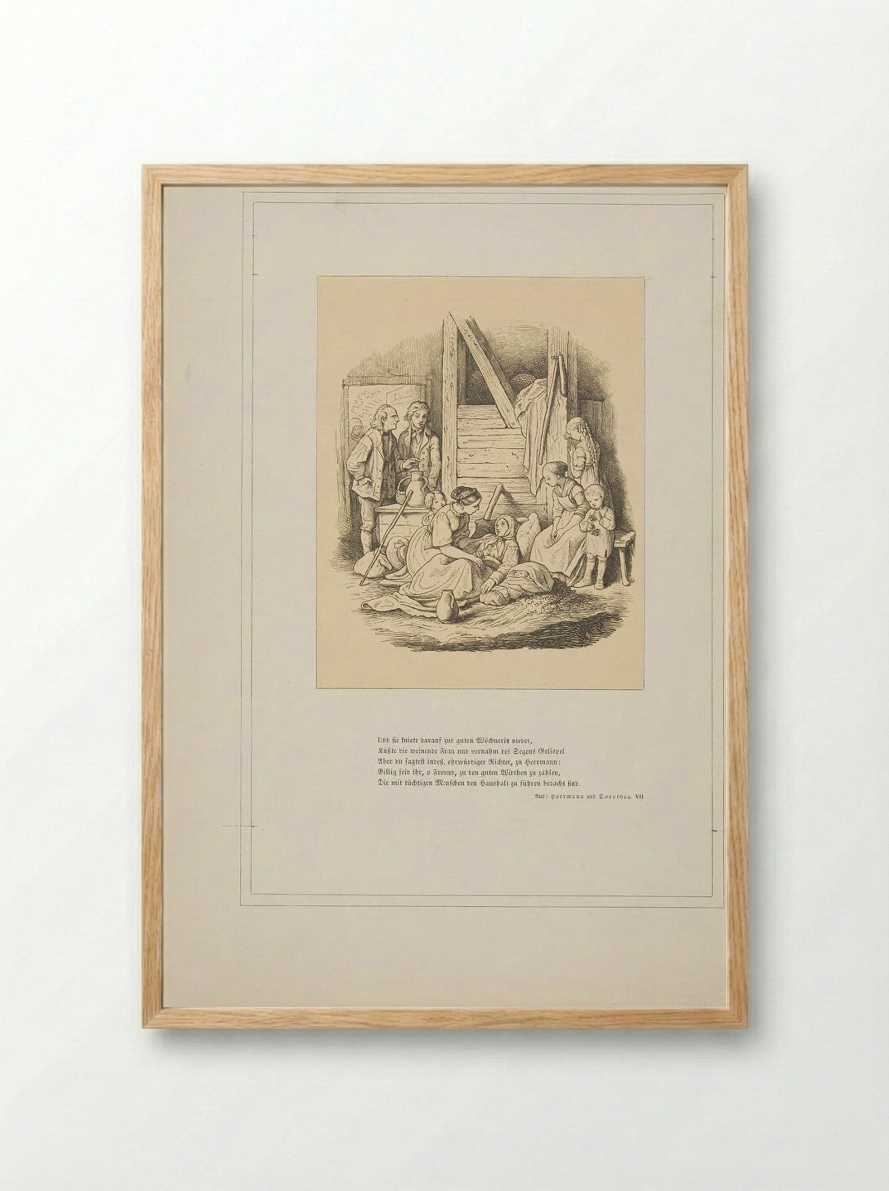 Illustration from Hermann und Dorothea - Adrian Ludwig Richter - Framed Print Wood