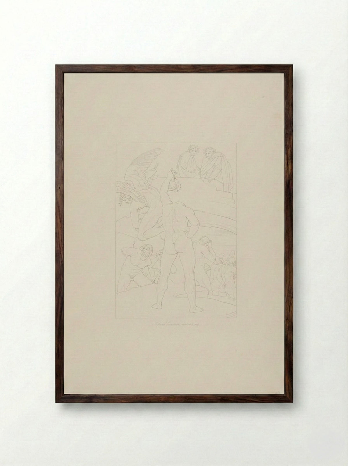 Illustration to Dante's Inferno, Canto 28 - Bonaventura Genelli - Framed Print Dark Wood