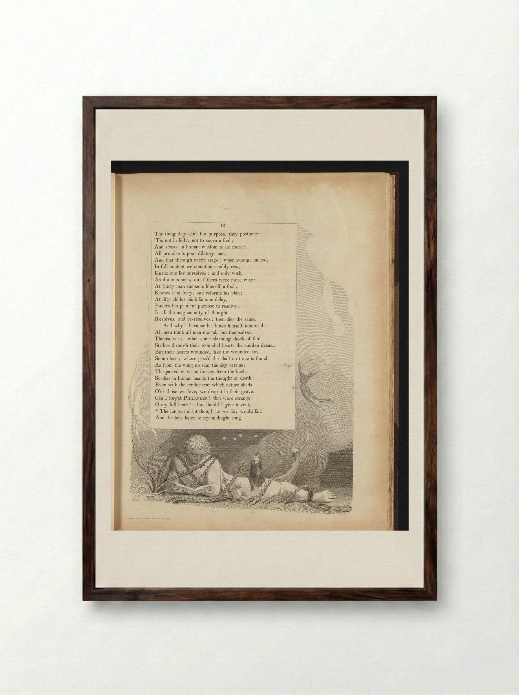Illustration to Edward Young's Night Thoughts, Page 15 - William Blake - Framed Print Dark Wood